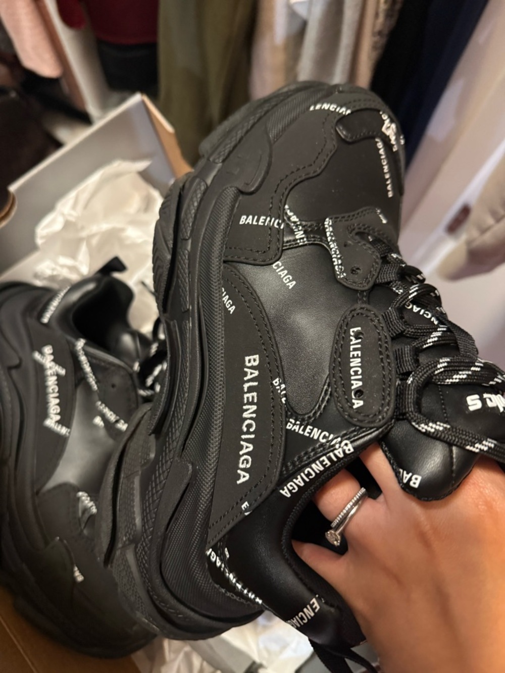 Balenciaga All-Black Logo Chunky Sneakers - Picture 8 of 9